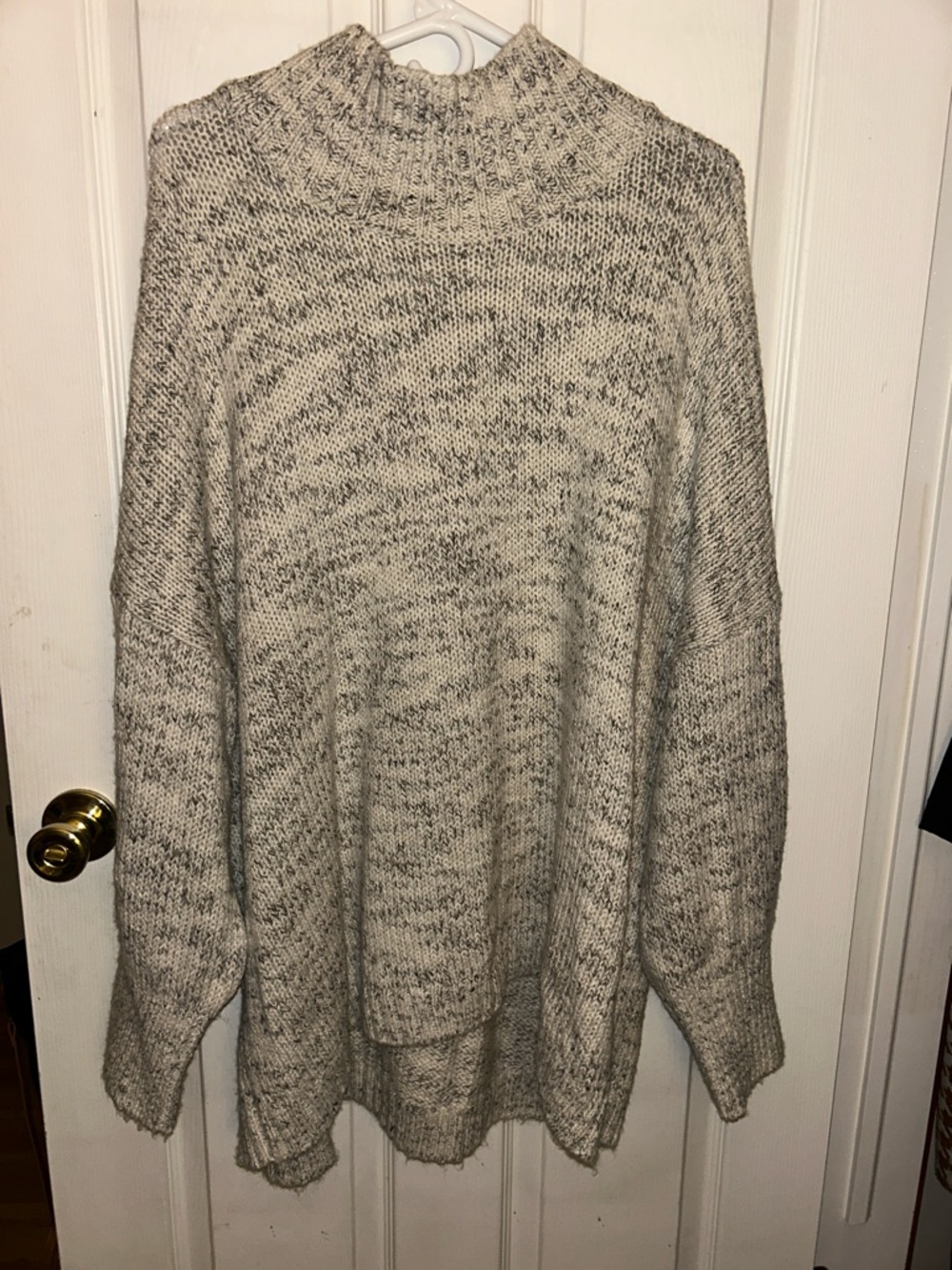 J. Jill Marled Cream and Gray Turtleneck Sweater